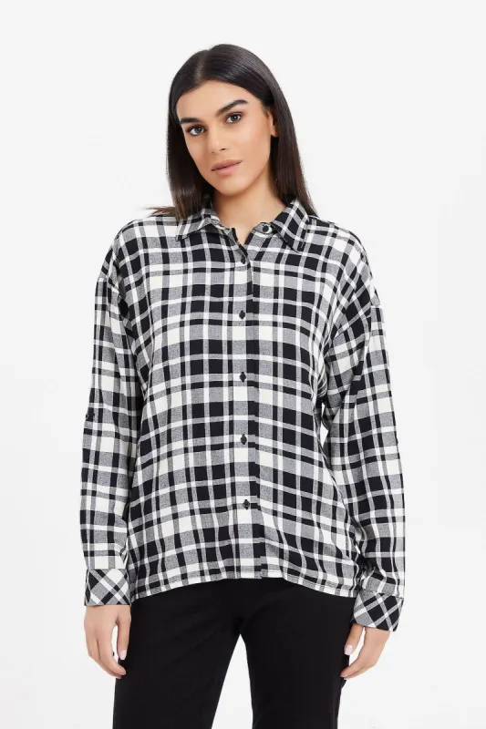 Women Black And White Checkered Shirt sold by Redtag