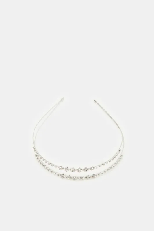Women Silver Embellished Headband sold by Redtag