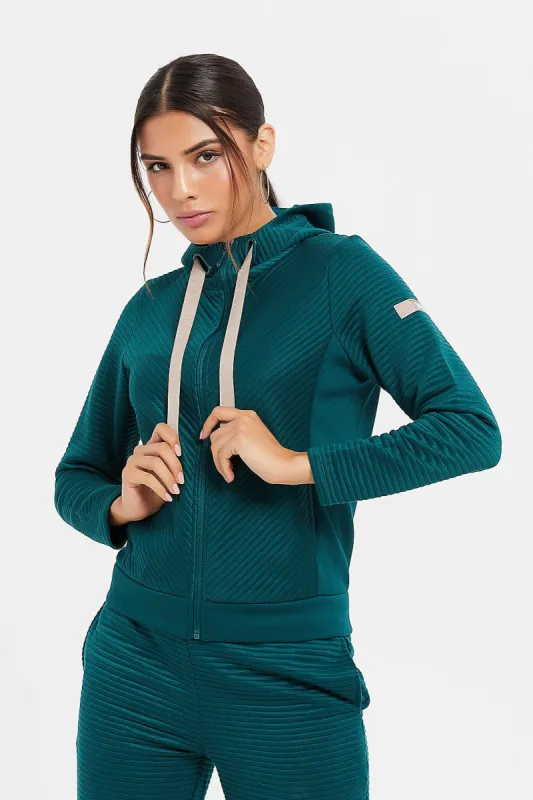 Women Green Hooded Sweatshirt sold by Redtag