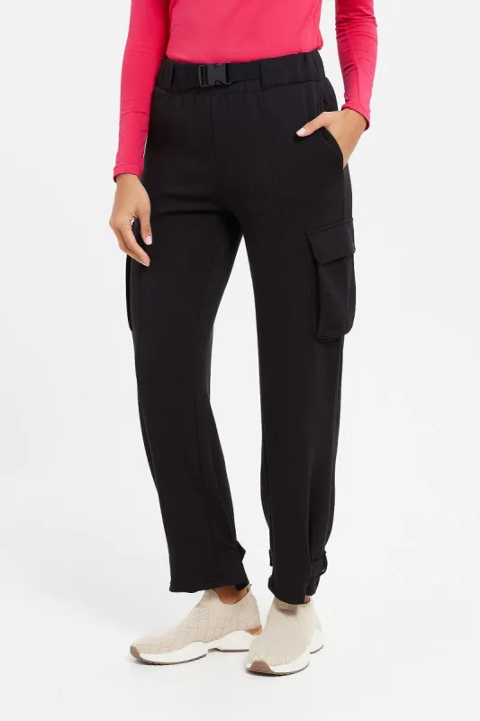 Women Black Cargo Trouser sold by Redtag