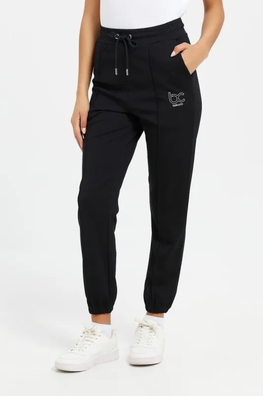 Women Black Placement Print Jogger sold by Redtag