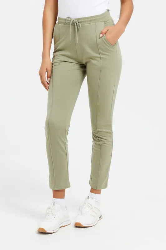 Women Olive Active Pant sold by Redtag