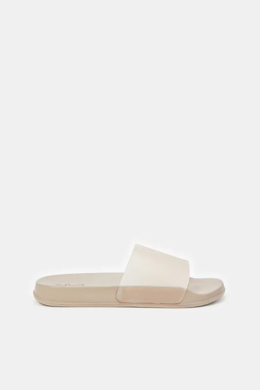 Women Taupe Vinyl Slide sold by Redtag