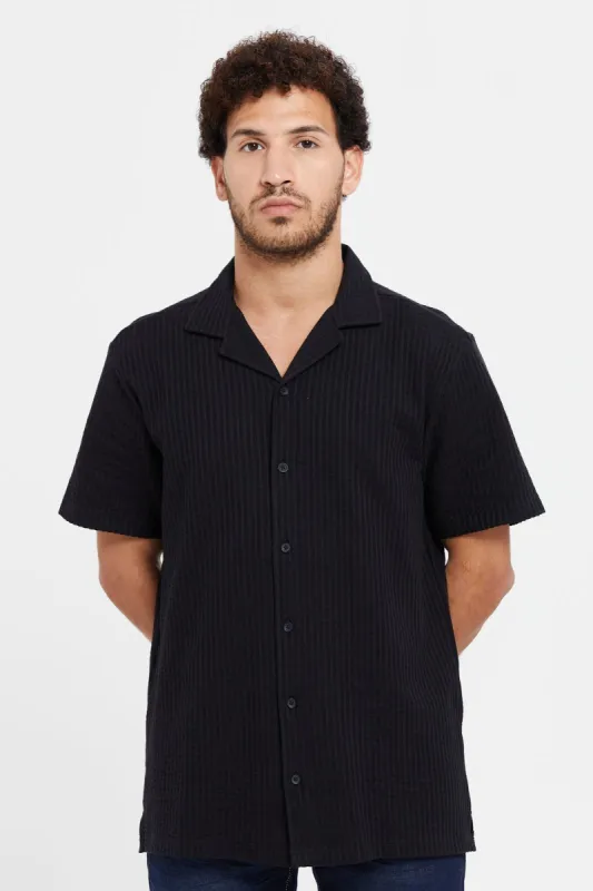 Men Black Plain Shirt sold by Redtag