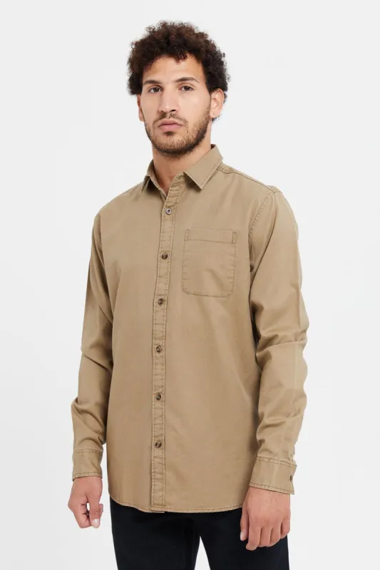 Men Brown Cotton Shirt sold by Redtag