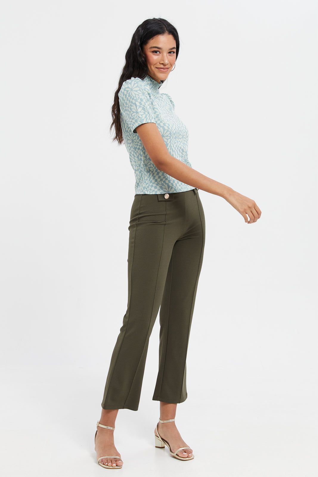 Women Olive Straight Trousers sold by Redtag product image thumbnail 2