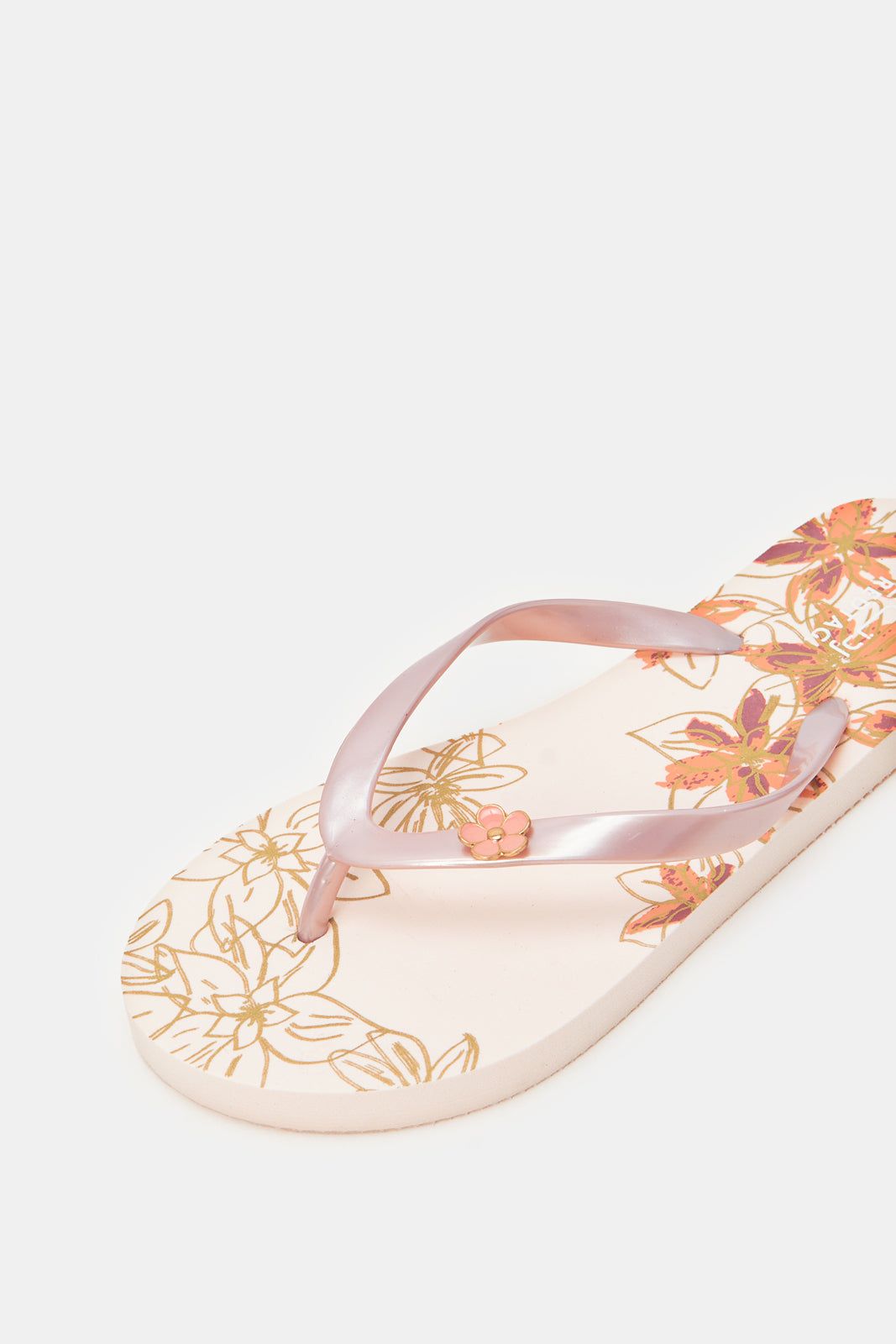 Women Pink Flip Flop With Flower Trim sold by Redtag product image thumbnail 3
