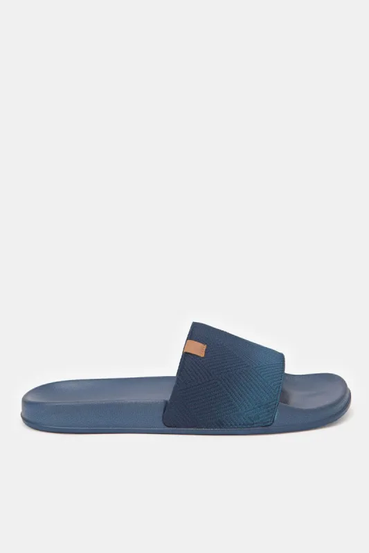 Men Navy Slide With Padded Upper sold by Redtag