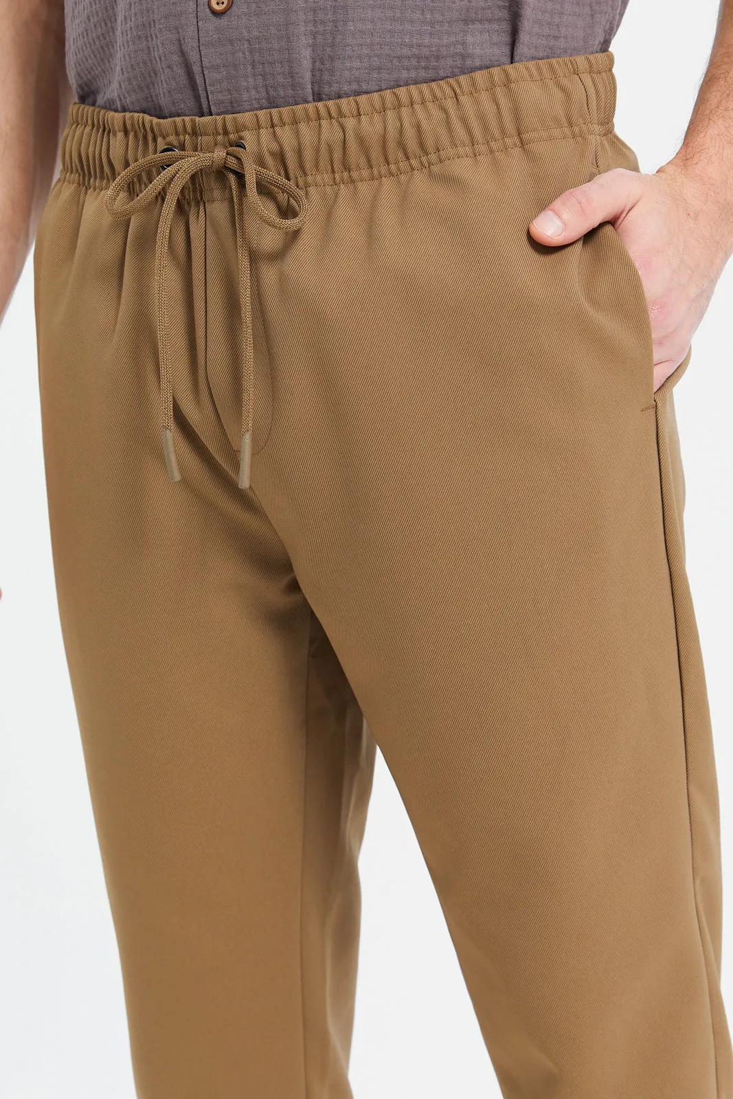 Men Brown Jogger Fit Trousers sold by Redtag product image thumbnail 4