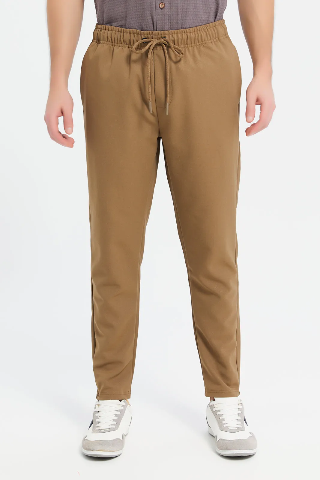 Men Brown Jogger Fit Trousers sold by Redtag