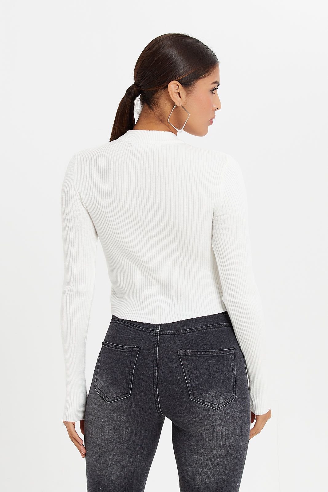 Women White Rib Top sold by Redtag product image thumbnail 3