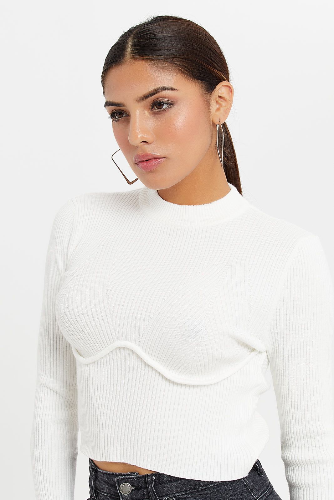Women White Rib Top sold by Redtag product image thumbnail 4