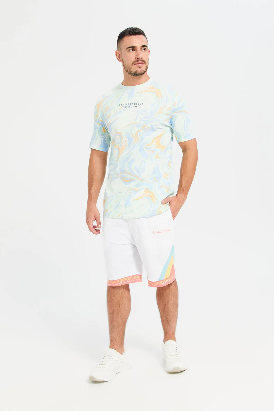Men White Marble Print T-Shirt sold by Redtag product image thumbnail 2