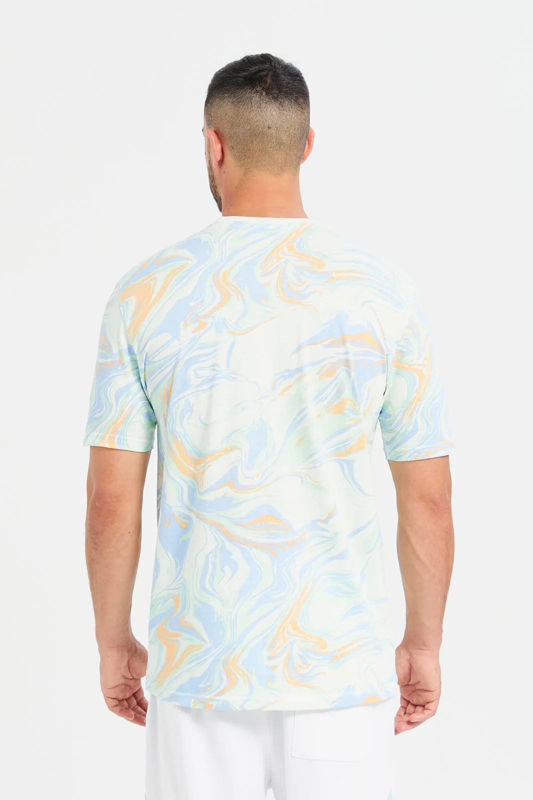 Men White Marble Print T-Shirt sold by Redtag product image thumbnail 3