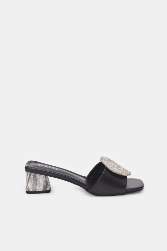 Women Black Round Trim Mule sold by Redtag