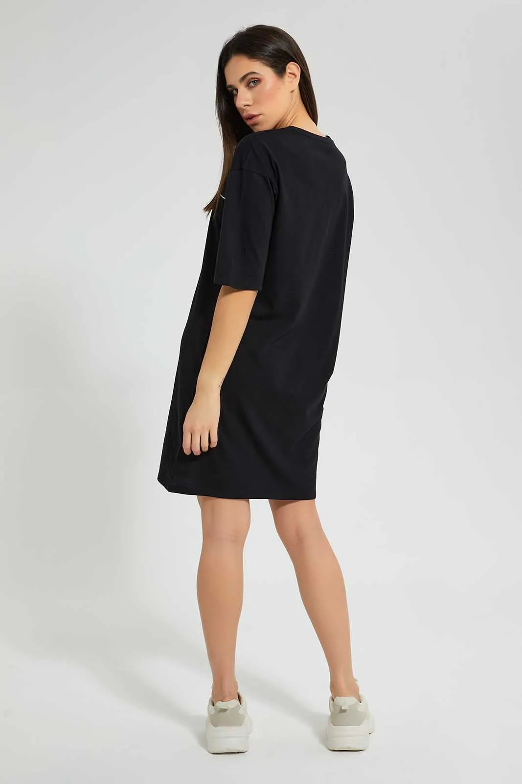 Black Oversized Printed T-Shirt sold by Redtag product image thumbnail 3