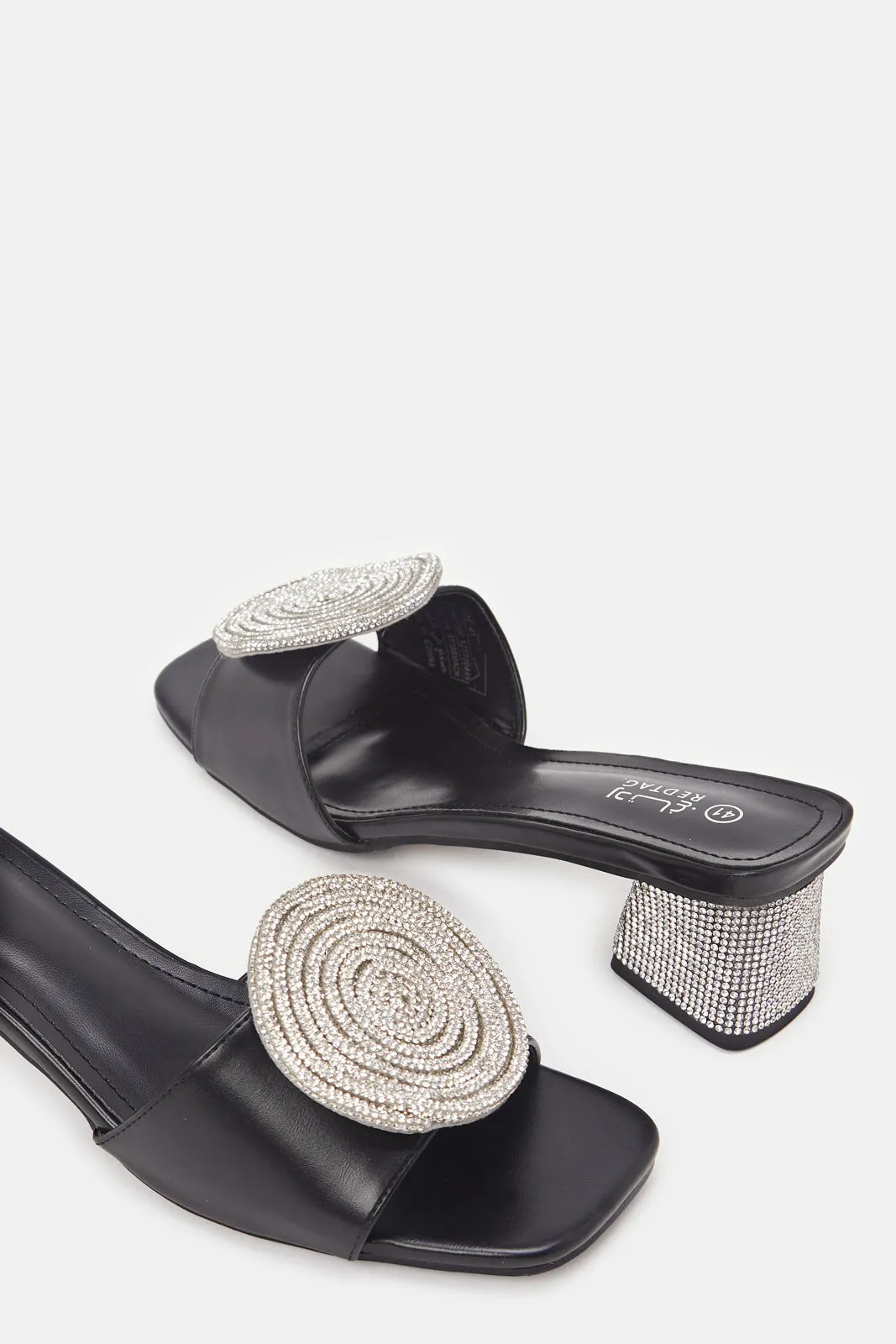 Women Black Round Trim Mule sold by Redtag product image thumbnail 4