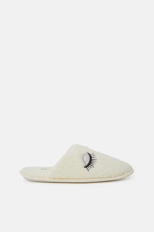 Women Ivory Eyelash Slipper sold by Redtag