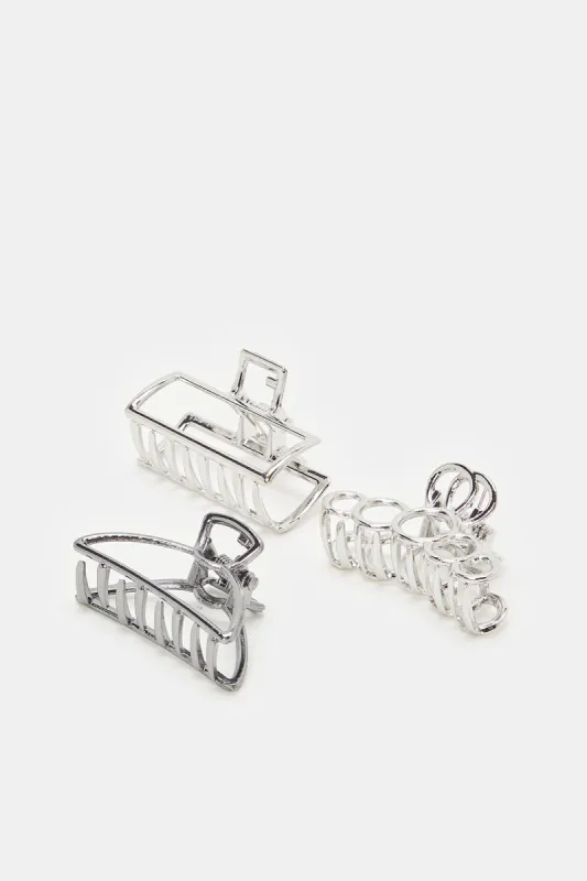 Women Silver And Grey Hair Claw (Pack of 3) sold by Redtag