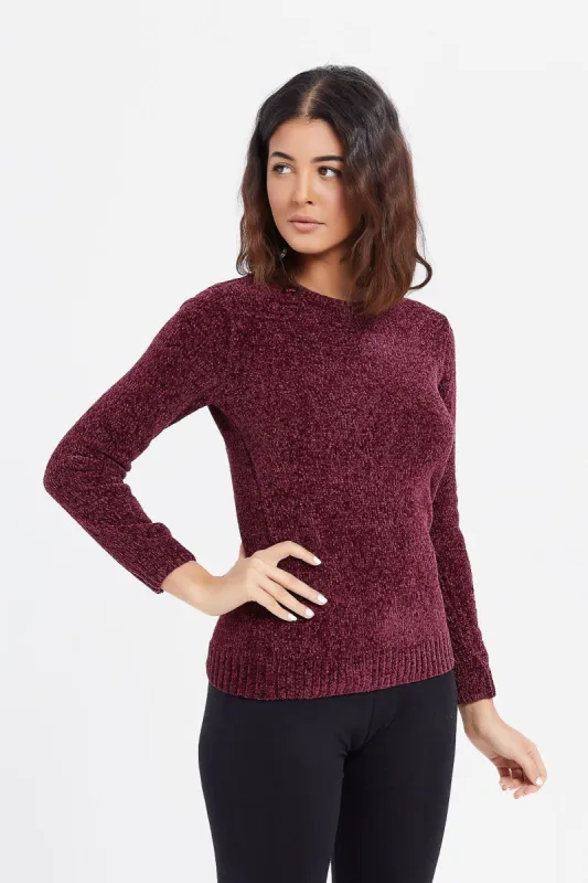 Women Purple Chenille Pullover sold by Redtag