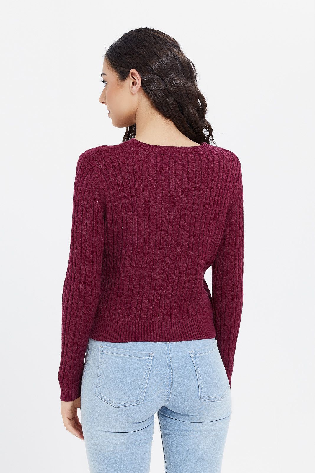 Women Burgundy Knitted Pullover sold by Redtag product image thumbnail 3
