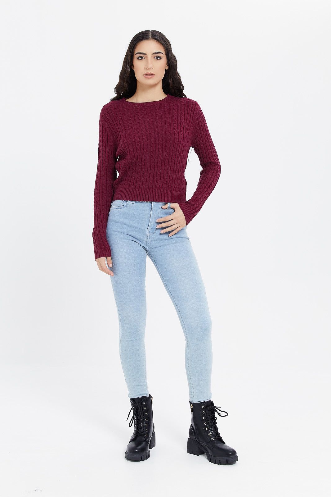 Women Burgundy Knitted Pullover sold by Redtag product image thumbnail 2