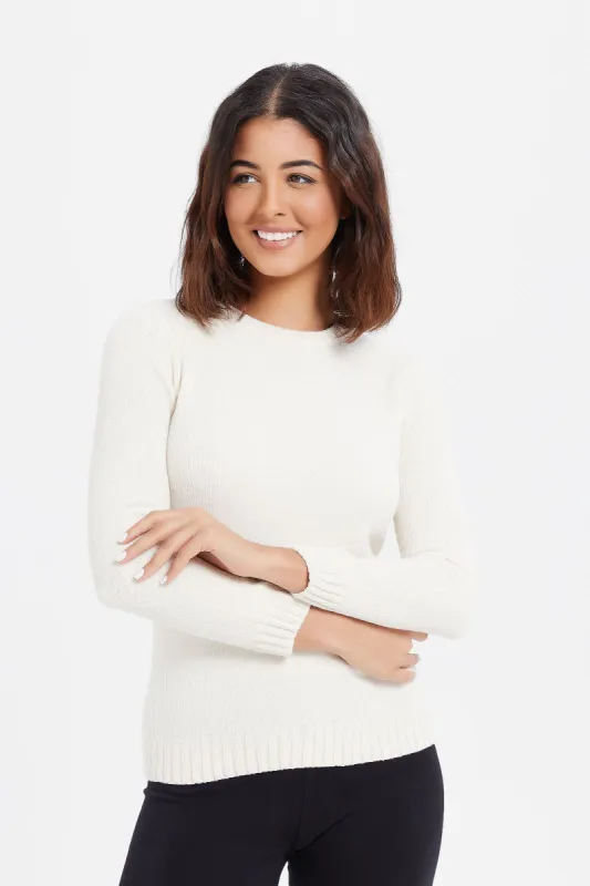 Women Ivory Chenille Pullover sold by Redtag