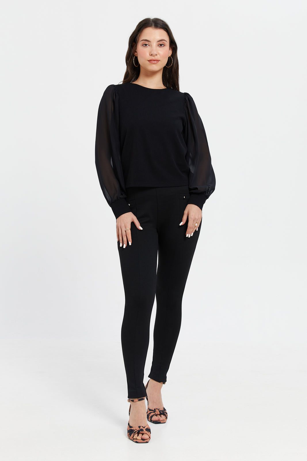 Women Black Ribbed Top sold by Redtag product image thumbnail 2