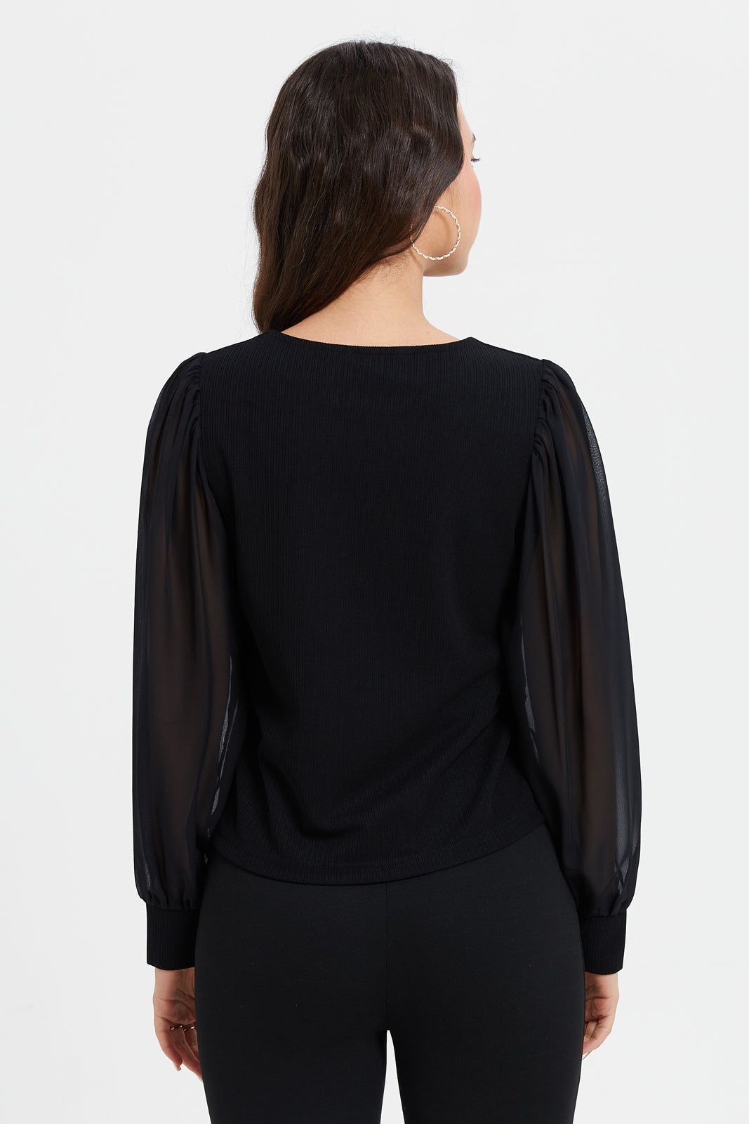 Women Black Ribbed Top sold by Redtag product image thumbnail 3