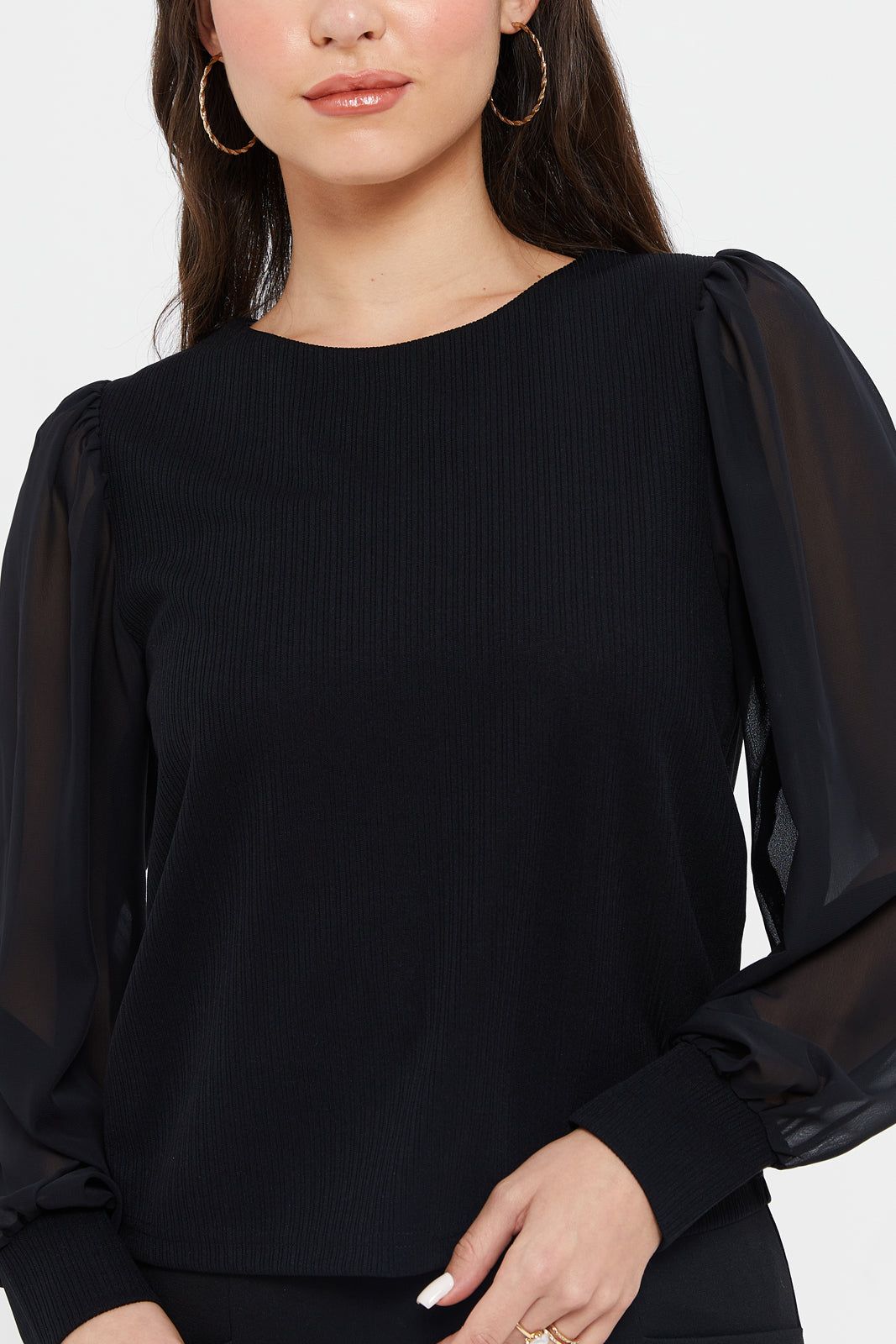 Women Black Ribbed Top sold by Redtag product image thumbnail 4