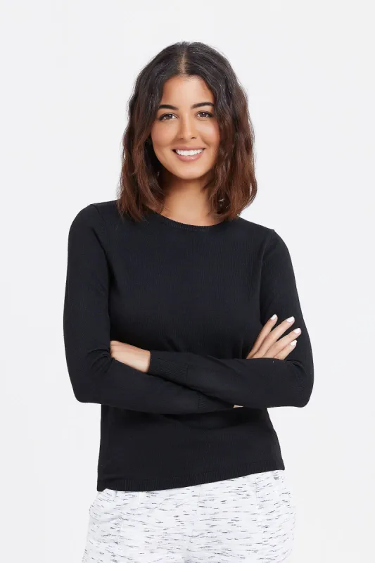 Women Black Plain Pullover sold by Redtag