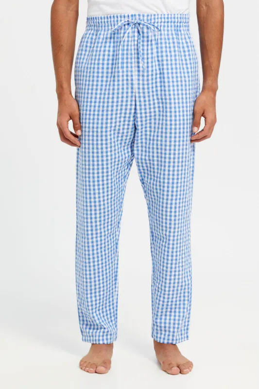 Men Blue Checkered Pyjama Bottom sold by Redtag