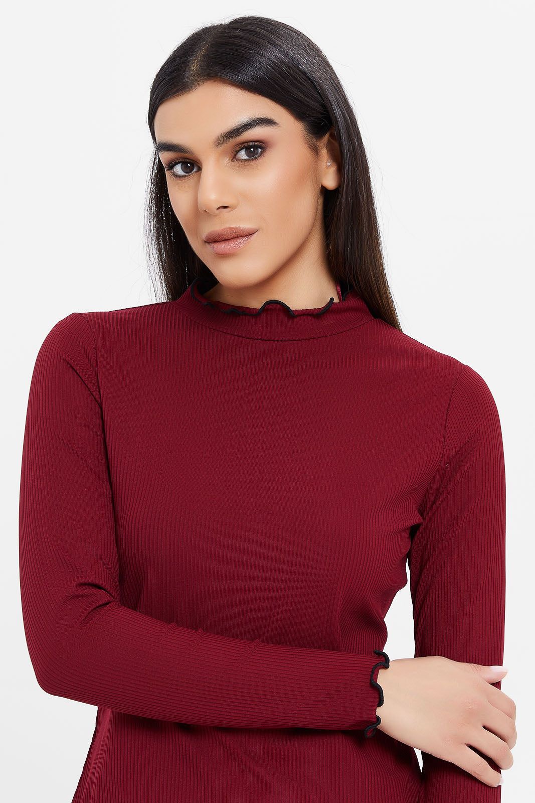 Women Burgundy Ribbed Top sold by Redtag product image thumbnail 4