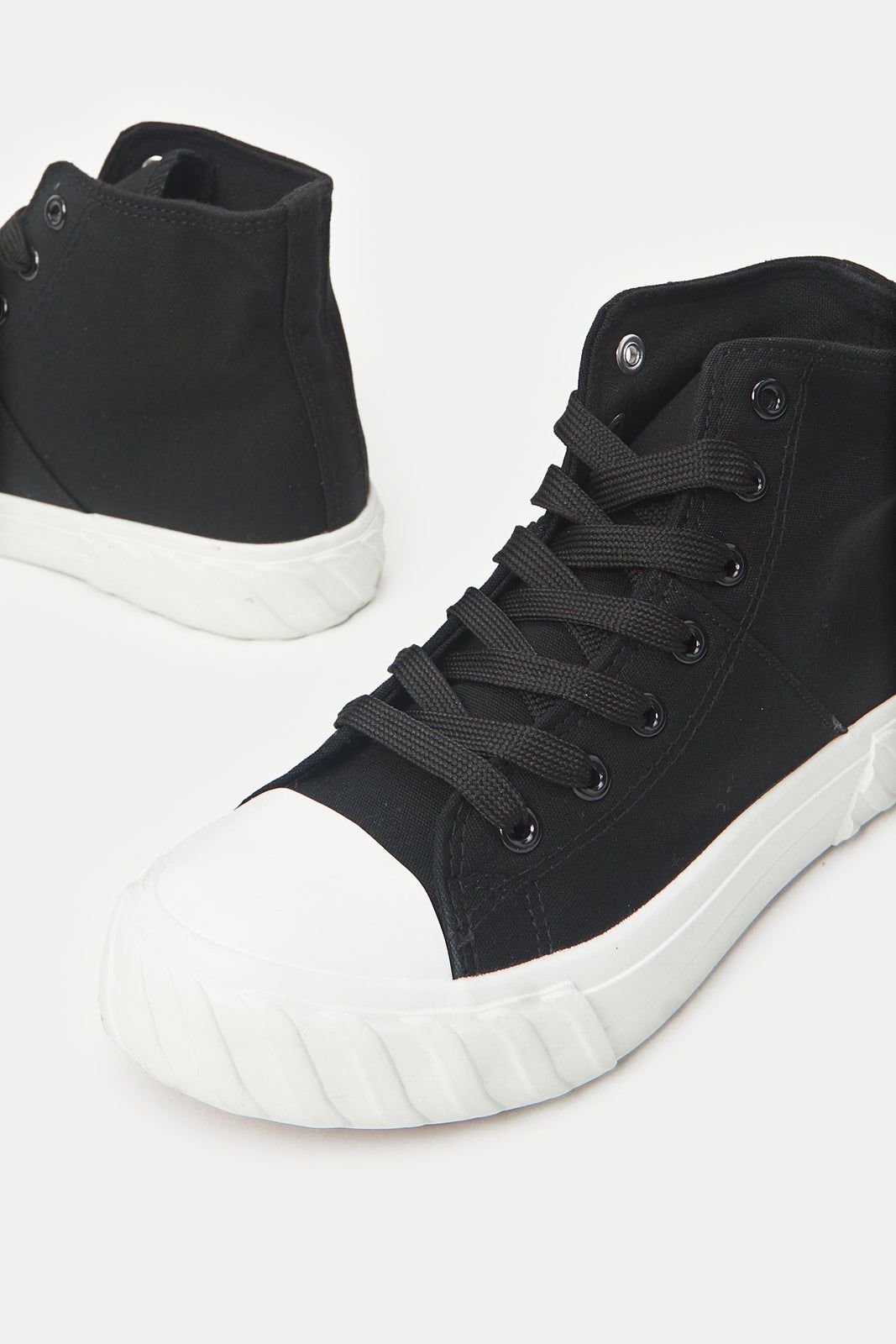 Women White And Black Canvas High Top sold by Redtag product image thumbnail 3