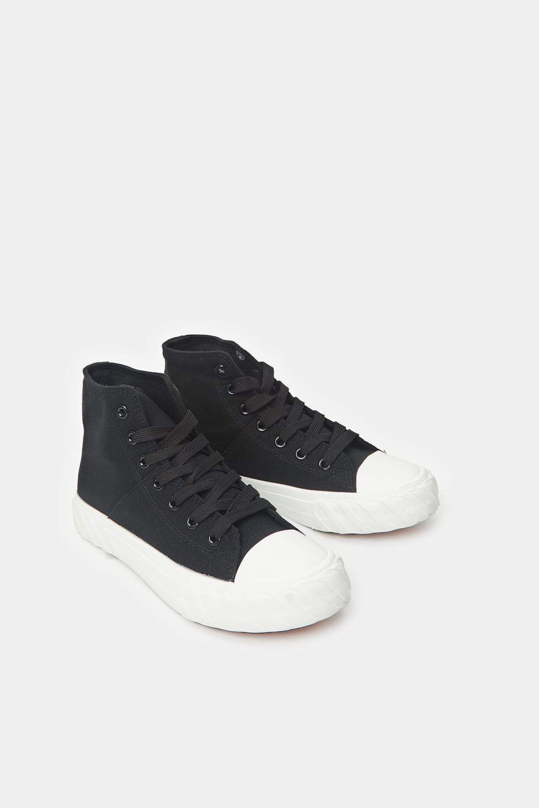 Women White And Black Canvas High Top sold by Redtag product image thumbnail 2