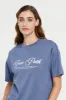 Blue High Neck Boxy Tee With Placement Print sold by Redtag