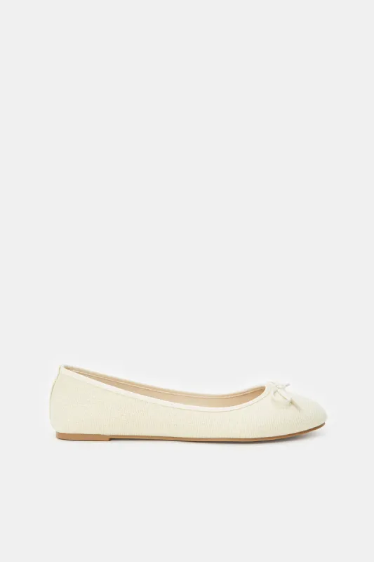 Women Ivory Linen Ballerina sold by Redtag
