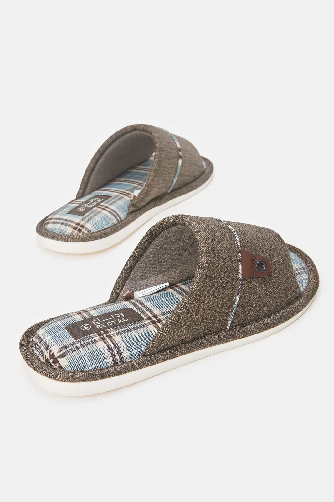 Men Brown Textured Slipper sold by Redtag product image thumbnail 4