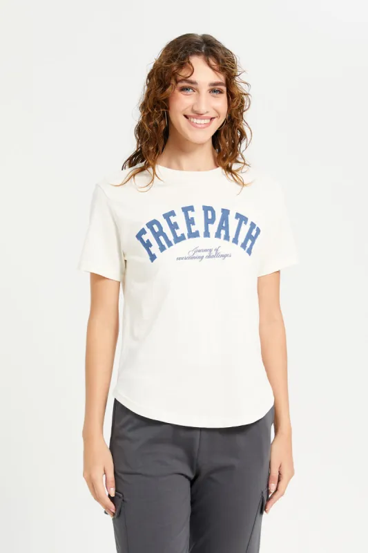 Women Ivory Printed Detailed Oversized T-Shirt sold by Redtag