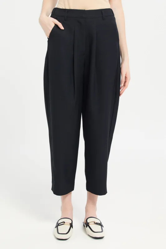 Women Black Plain Barrel Leg Trouser sold by Redtag