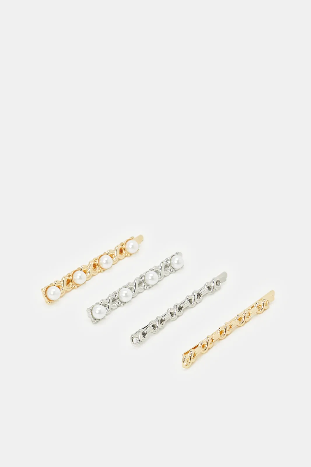 Women Gold And Silver Embellished Hair Clip Set (4 Piece) sold by Redtag