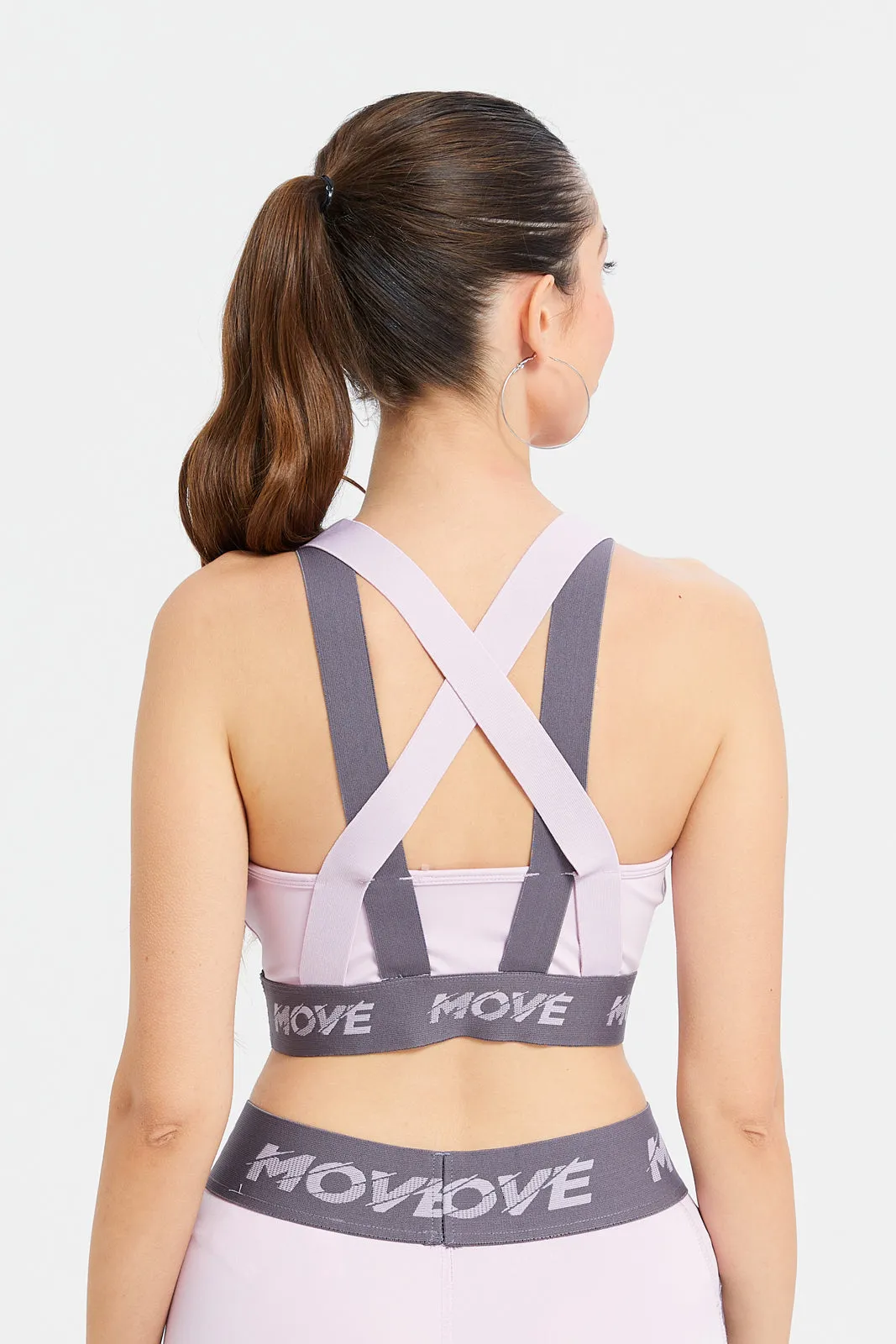 Women Lilac Sports Bra With Tape Detailing sold by Redtag product image thumbnail 3