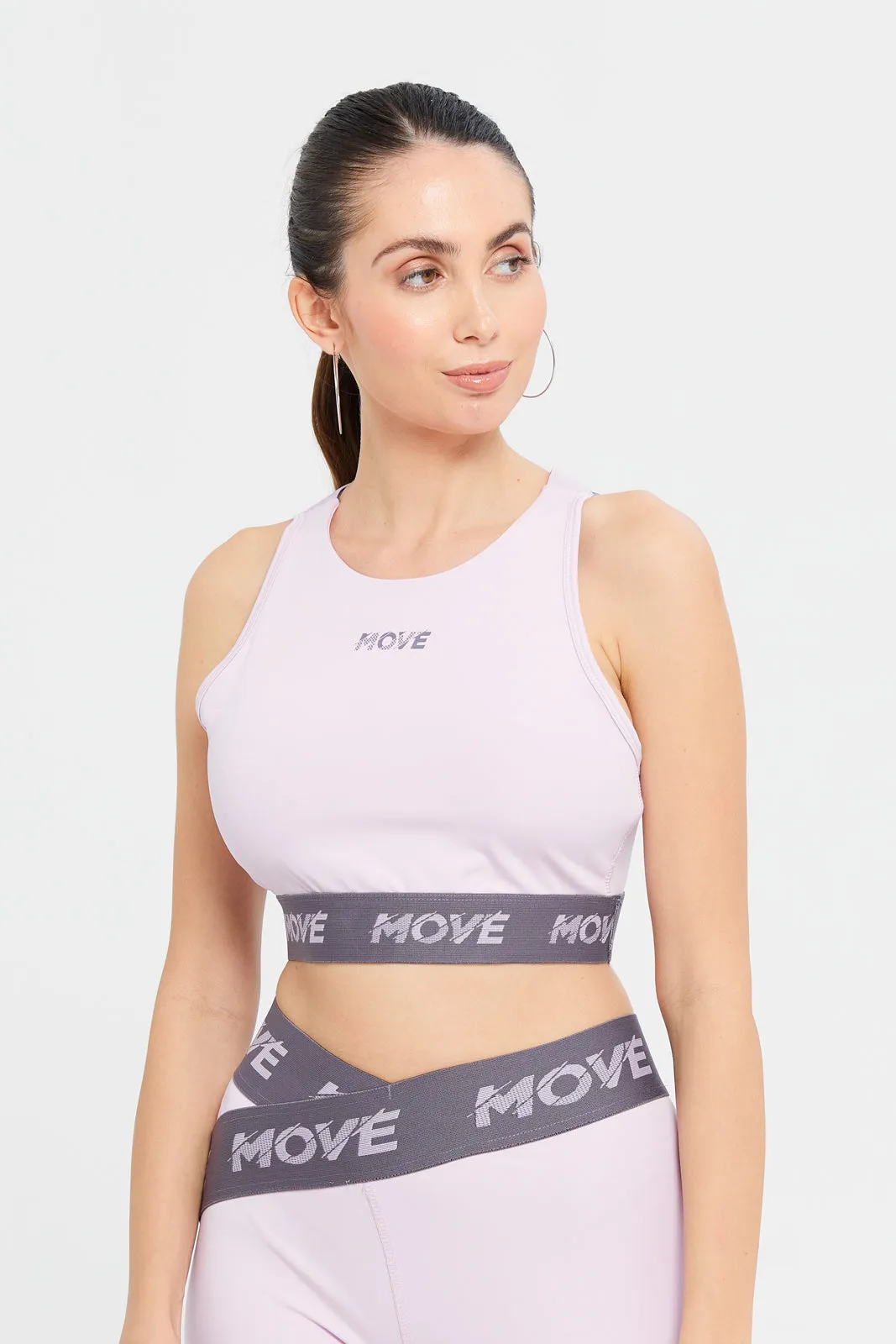 Women Lilac Sports Bra With Tape Detailing sold by Redtag