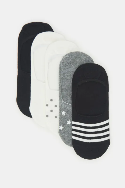 Women Monochrome Assorted Invisible Socks (5 Pairs) sold by Redtag