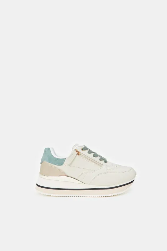 Women Beige Lace-Up Sneakers sold by Redtag