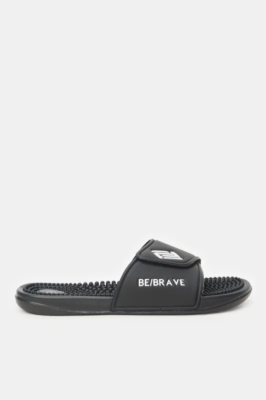 Men Black Velcro Slide sold by Redtag