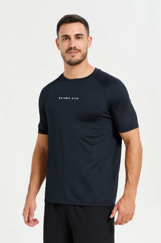 Men Black Plain Active T-Shirt sold by Redtag