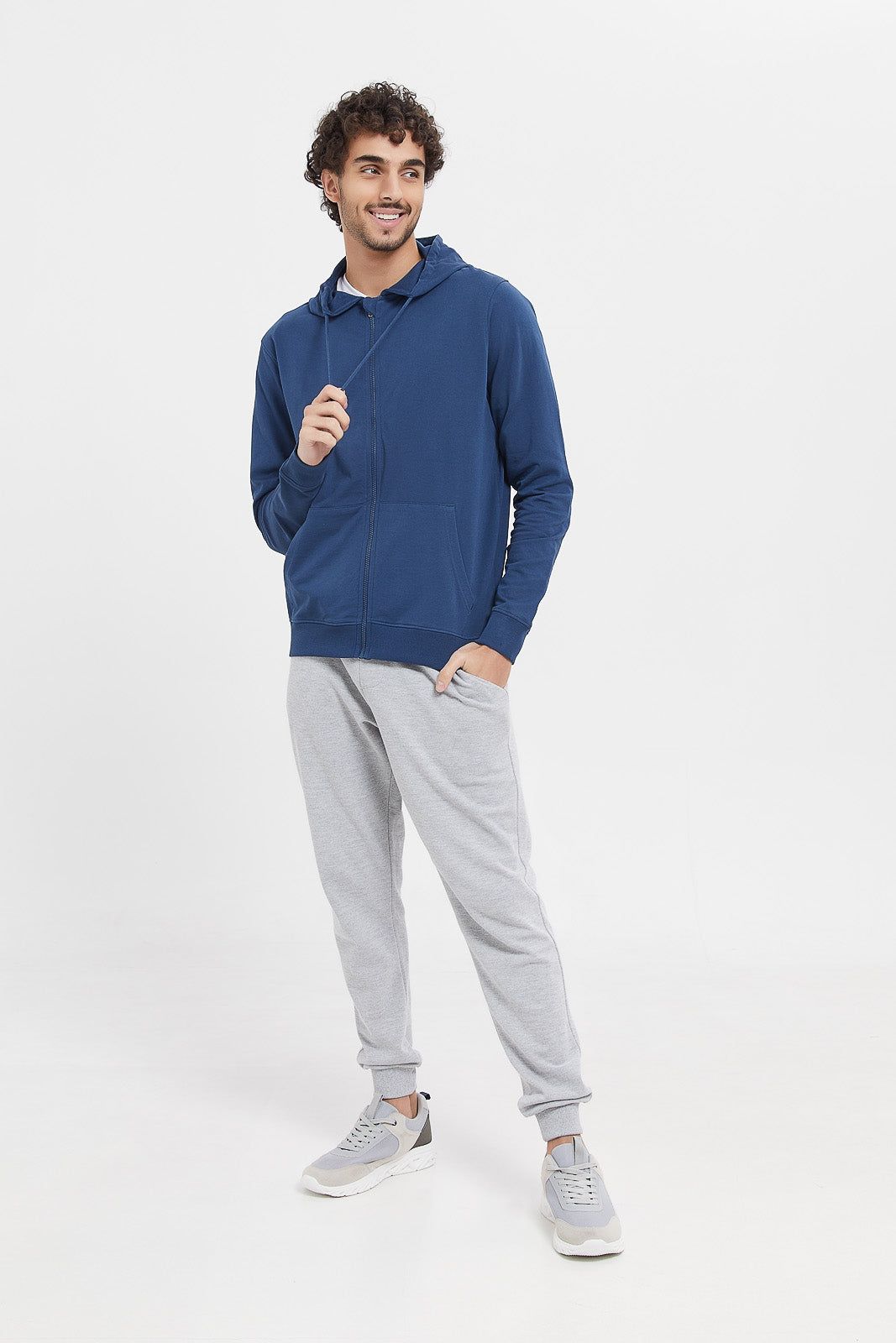 Men Blue Zip Hooded Sweatshirt sold by Redtag product image thumbnail 2
