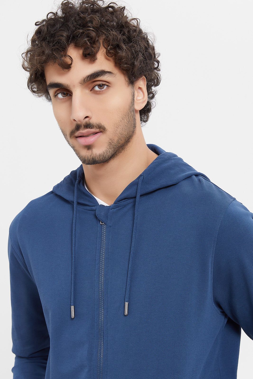 Men Blue Zip Hooded Sweatshirt sold by Redtag product image thumbnail 4