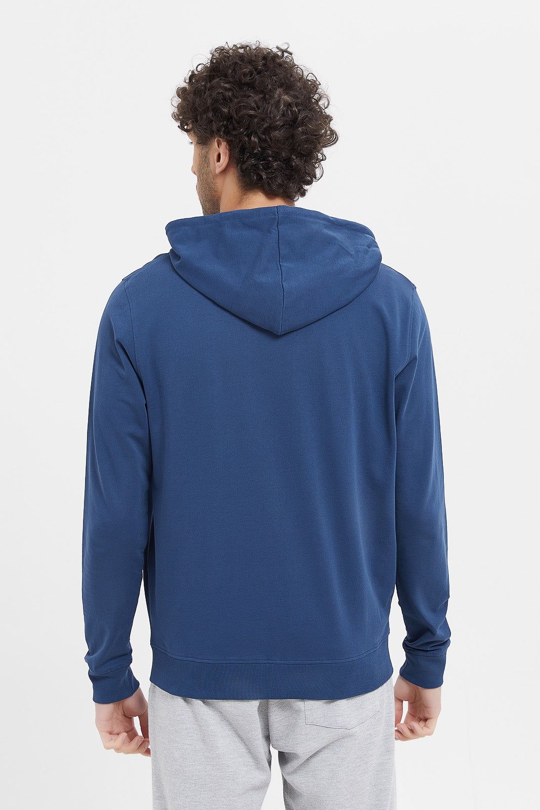 Men Blue Zip Hooded Sweatshirt sold by Redtag product image thumbnail 3